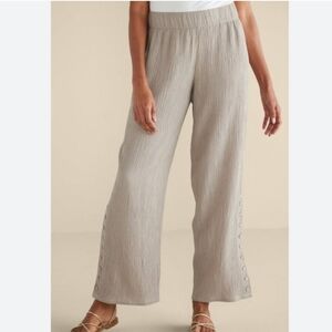 Soft Surroundings Tan Oceo Gauzy Wide Leg Pants Size Medium